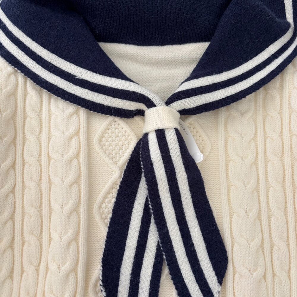 Sailor collar cable knit sweater for women - Picture 2 of 5